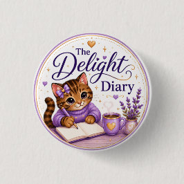 The Delight Diary Süße Katze Lila Gold Button