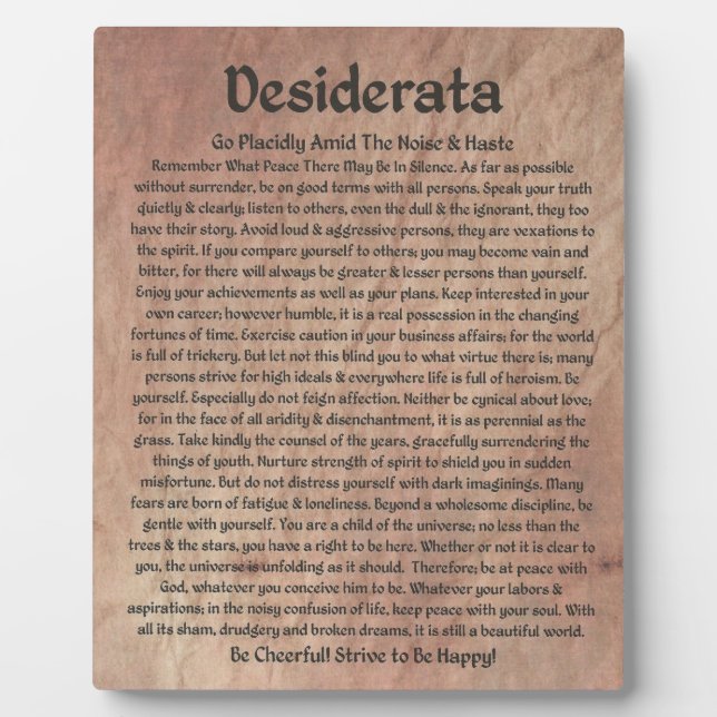 The Desiderata Poem on The Red Planet Stone Fotoplatte (Vorderseite)