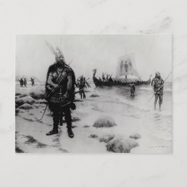 The Discovery America von Leif Eriksson Postkarte (Vorderseite)