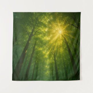 The Divine Light Path: Cathedral of the Emerald Fo Wandteppich