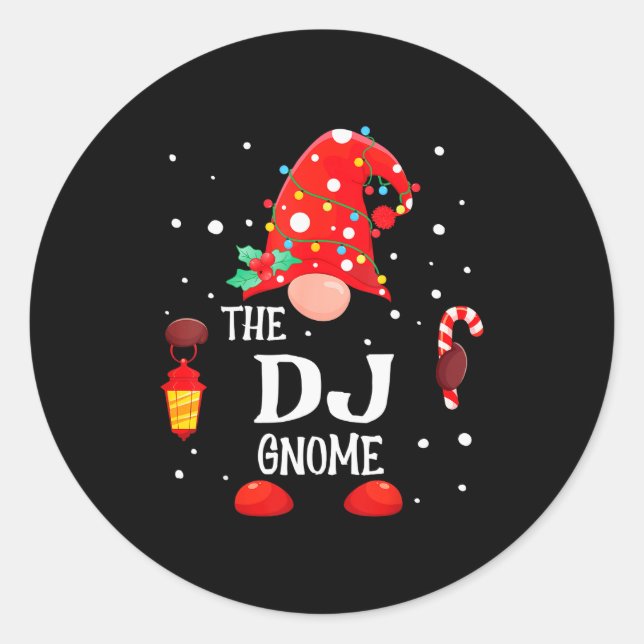 The Dj Gnome Matching Family Christmas Gnome Pajam Runder Aufkleber (Vorderseite)
