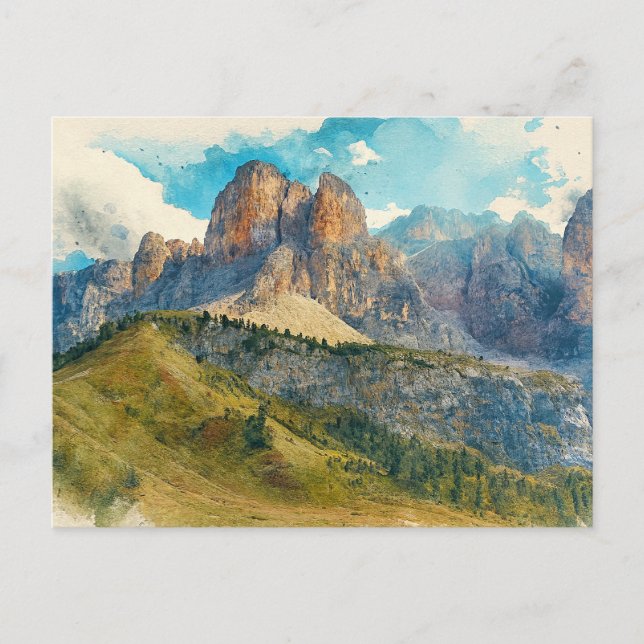 The Dolomites Italy - Watercolor Splash Painting Postkarte (Vorderseite)