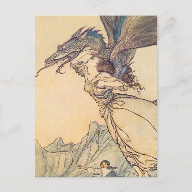 "The Dragon Caught the Queen" von Arthur Rackham Postkarte (Vorderseite)