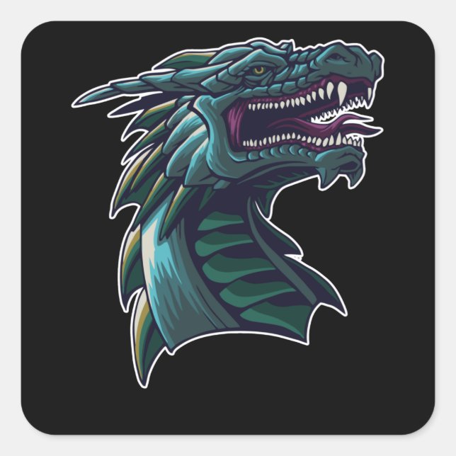 The Dragon Head Quadratischer Aufkleber (Vorderseite)