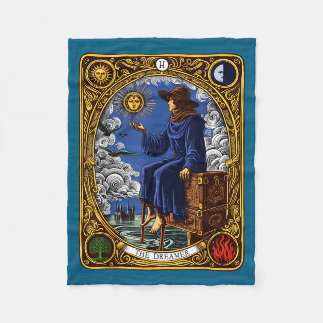 The Dreamer (the Fool) Mayor Arcana Tarot Card Got Fleecedecke (Vorderseite)