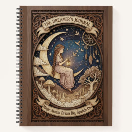 The Dreamer's Journal Crescent Moon Wood Carved Notizbuch