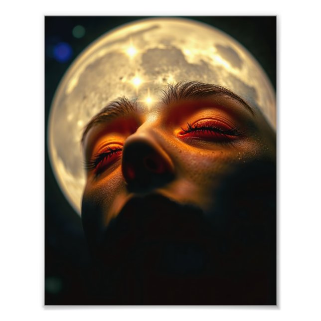 The Dreaming Moon — Mystical Celestial Art Print Fotodruck (Vorne)