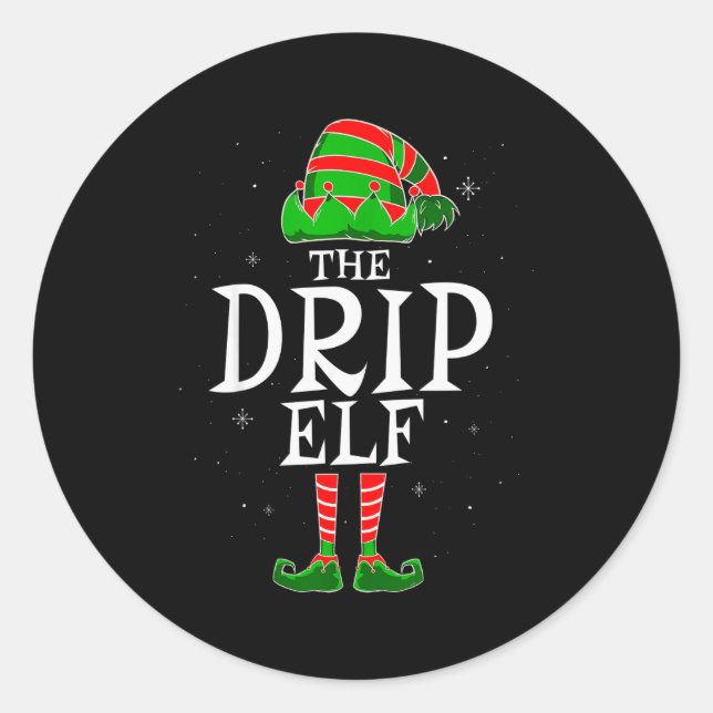 The Drip Elf Group Matching Family Christmas Swag  Runder Aufkleber (Vorderseite)
