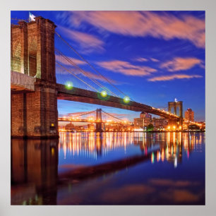 The East River, Brooklyn Bridge, Manhattan Poster