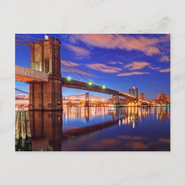 The East River, Brooklyn Bridge, Manhattan Postkarte (Vorderseite)