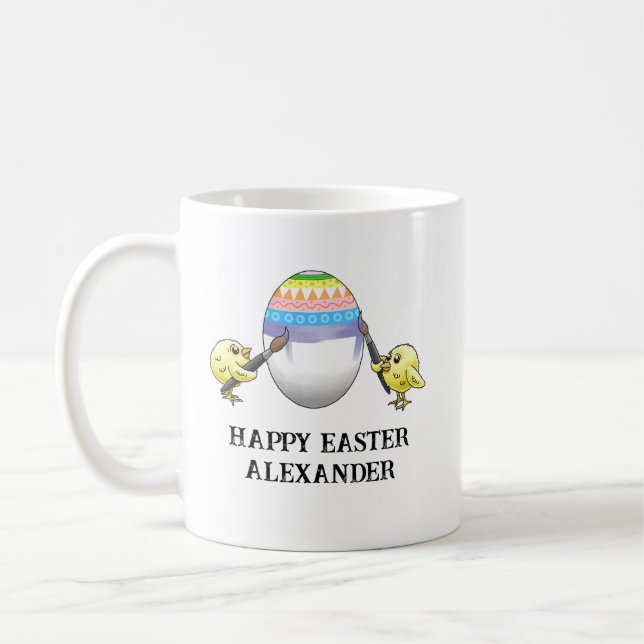 The Easter egg is painted by the chickens Kaffeetasse (Links)