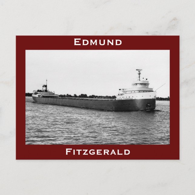 The Edmund Fitzgerald on the St. Clair River (B&W) Postkarte (Vorderseite)