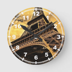 The Eiffel tower in Paris France Runde Wanduhr