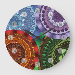 The Elements Mandalas Clock Große Wanduhr