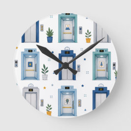 The Elevator Collection - Boy Edition 9 Lifts  Runde Wanduhr