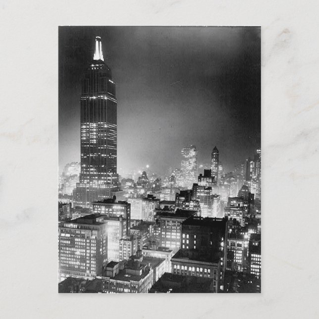 The Empire State Gebäude at Night Post Card, 1937 Postkarte (Vorderseite)