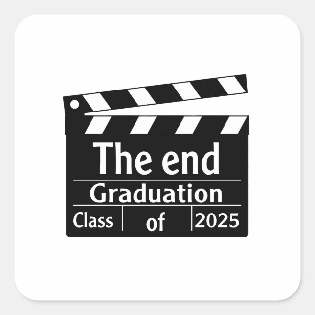 The End Abschluss 2025 Cinema Graduate Quadratischer Aufkleber (Vorderseite)