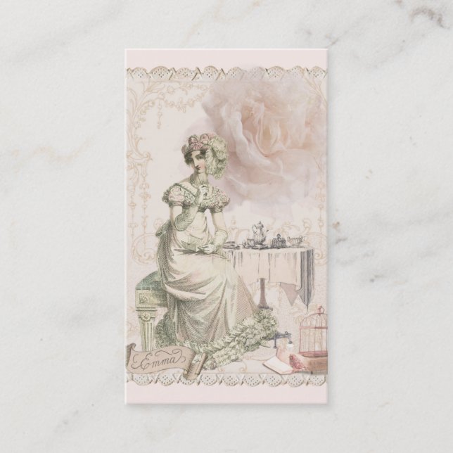 Thé et romance Jane Austen Carte de visite inspiré (Devant)