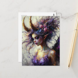 The Fairy in Purple with Horns on Her Head Postkarte