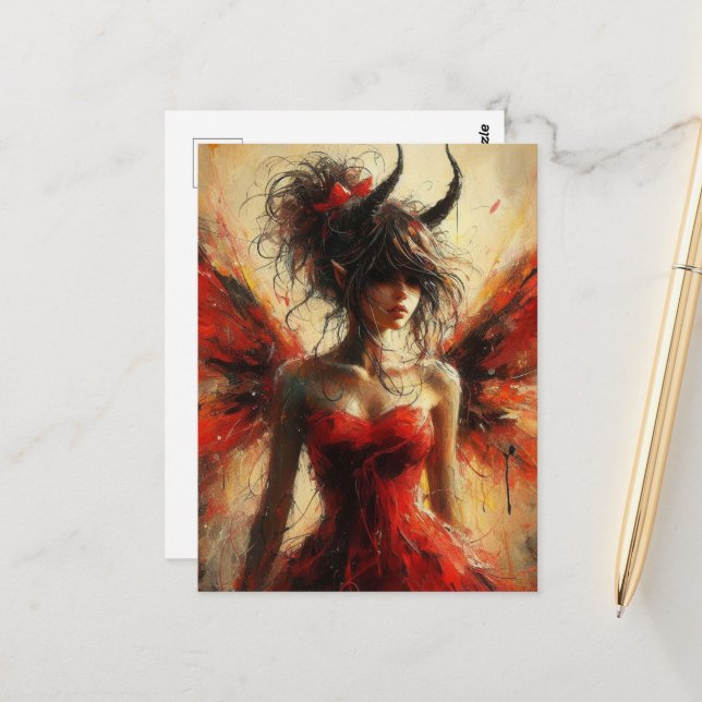 The Fairy with Horns on Her Head Postkarte (Vorderseite/Rückseite Beispiel)