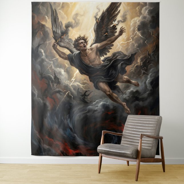 The Fall of Lucifer from Heaven Wandteppich (Beispiel)