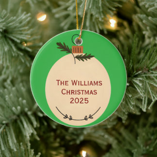 The Family Name Christmas 2025 Elegant Script  Keramik Ornament
