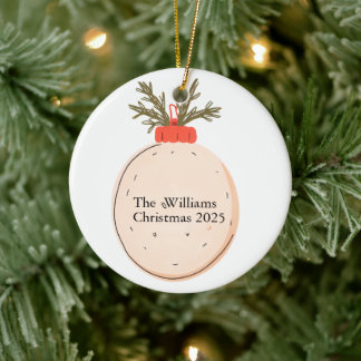 The Family Name Christmas 2025 Elegant Script  Keramik Ornament