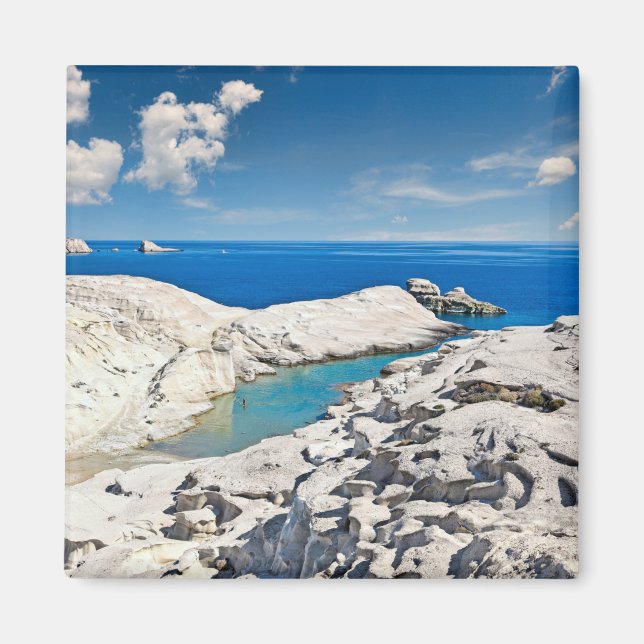 The famous Sarakiniko in Milos, Greece Magnet (Vorne)