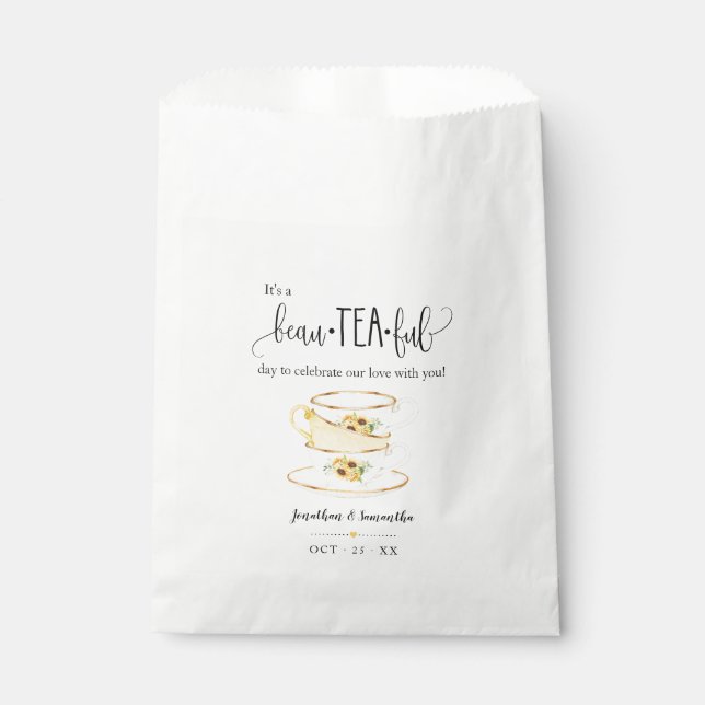 Thé Faveur Sacs tournesol fleurs mariage faveur sa (Devant)