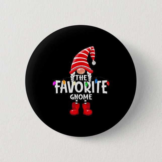 The Favorite Gnome Christmas Matching Pajama  Button (Vorderseite)