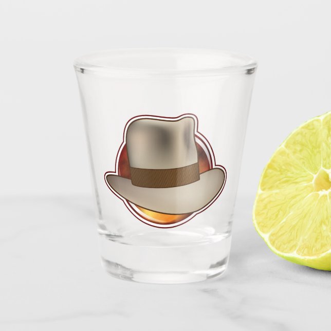 The Fedora Chronicles Fire Logo Shot Brillen Schnapsglas (Vorderseite)