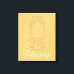 The Fellowship - Small Group, Big Adventure Leinwanddruck<br><div class="desc">Honor the legendary journey of The Fellowship of the Ring™ with this beautifully illustrated Lord of the Rings™ design. Featuring an elegant Elven-style archway framing The One Ring™ resting upon a stone pedestal, the artwork symbolizes unity, courage, and the power of friendship. The phrase “small group, big adventure” captures the...</div>