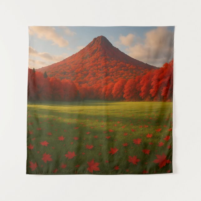 The Fiery Autumn Summit: Red Silence over the Drea Wandteppich (Vorderseite)