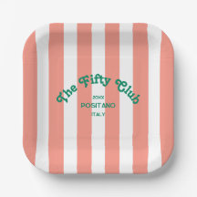 The Fifty Club Pink Cabana Stripe 50th Birthday 