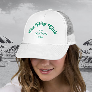 The Fifty Club Retro Grün Custom Crest White Truckerkappe