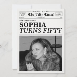 The Fifty Times Newspaper 50th Birthday Party Einladung