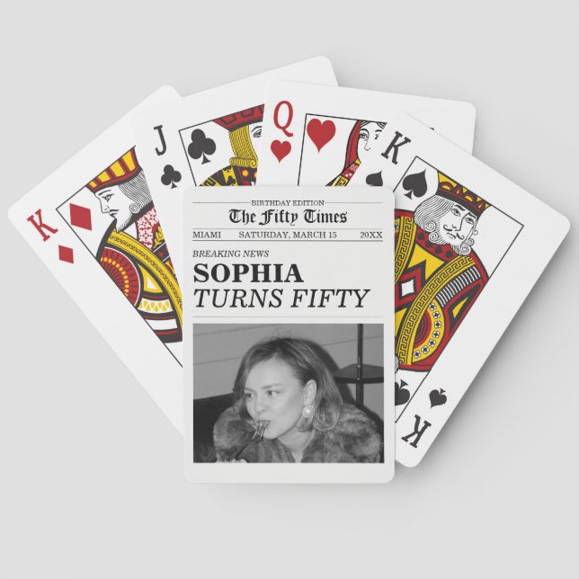 The Fifty Times Newspaper 50th Birthday Party Spielkarten (Rückseite)