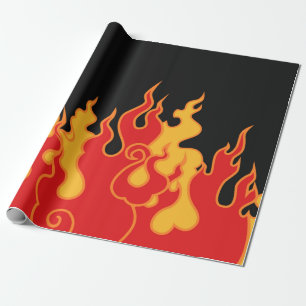The fire. Flame tongues on a black background. Vin Geschenkpapier