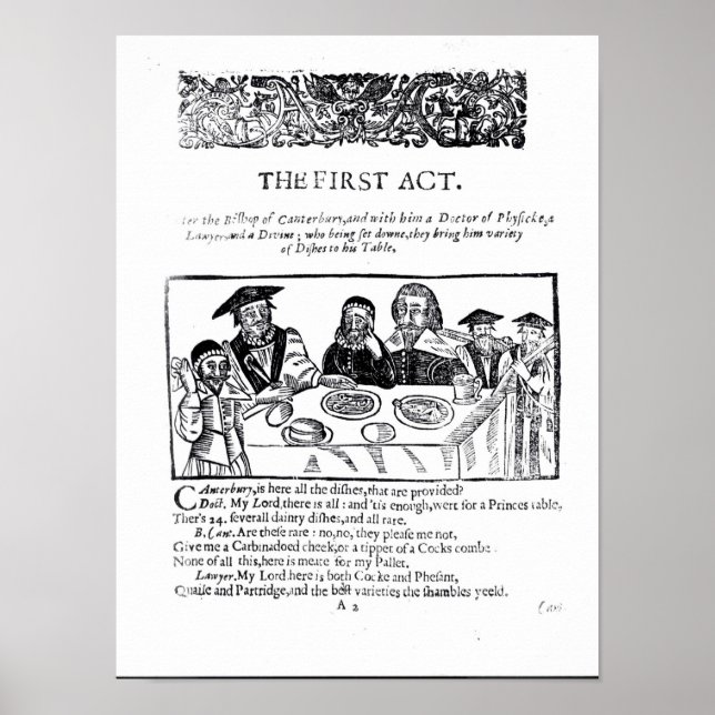 The First Act, a satirical play against Poster (Vorne)
