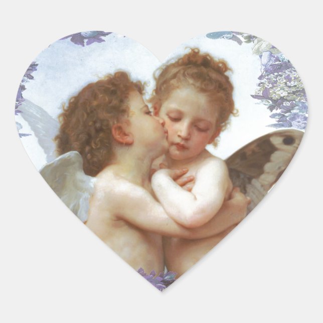 THE First KISS, C.1873 William Bourgeau Herz-Aufkleber (Vorderseite)