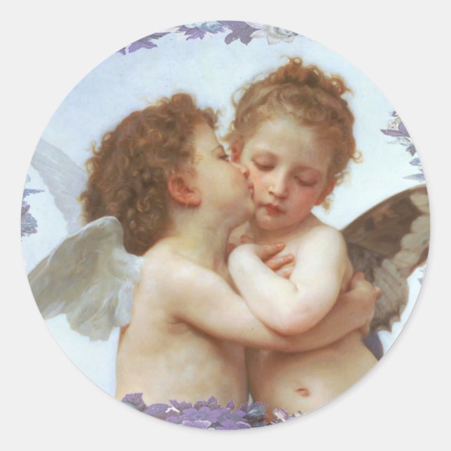 THE First KISS, C.1873 William Bourgeau Runder Aufkleber (Vorderseite)