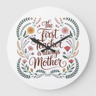 The First Teacher Is Always Mother Große Wanduhr