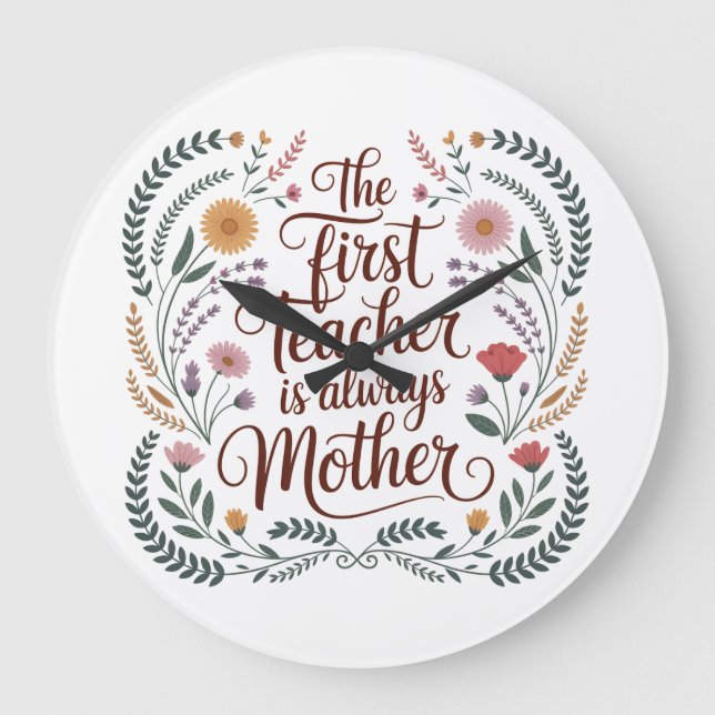 The First Teacher Is Always Mother Große Wanduhr (Vorderseite)