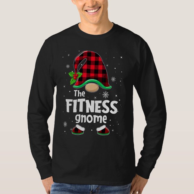 The Fitness Gnome Buffalo Plaid Christmas Matching T-Shirt (Vorderseite)