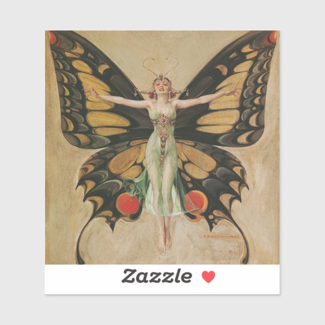 The Flapper - Butterfly Girl Aufkleber (Blatt)