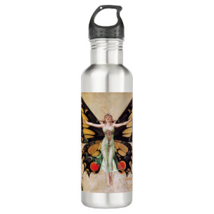 The Flapper Girl's Metamorphosis to Butterfly 1922 Edelstahlflasche