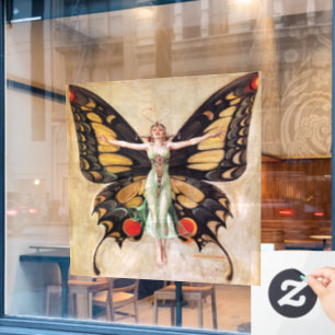 The Flapper Girl's Metamorphosis to Butterfly 1922 Fensteraufkleber