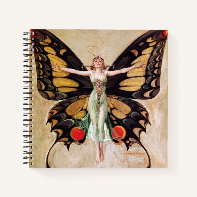 The Flapper Girl's Metamorphosis to Butterfly 1922 Notizbuch (Vorderseite)