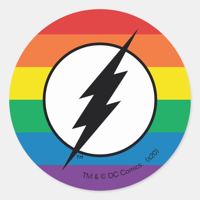 The Flash Regenbogen-Logo Runder Aufkleber (Vorderseite)