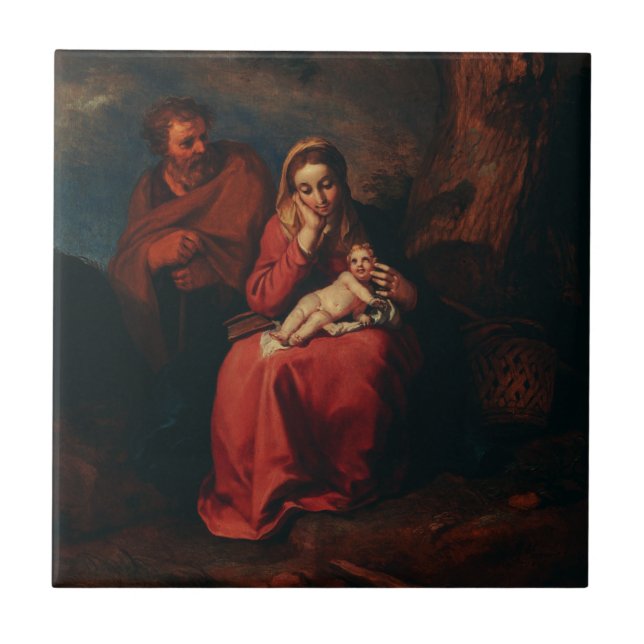 The Flight into Egypt by Abraham Bloemaert  Fliese (Vorderseite)